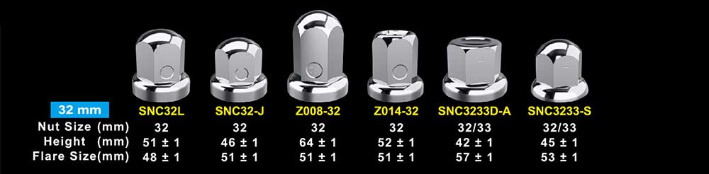 32mm wheel nut covers