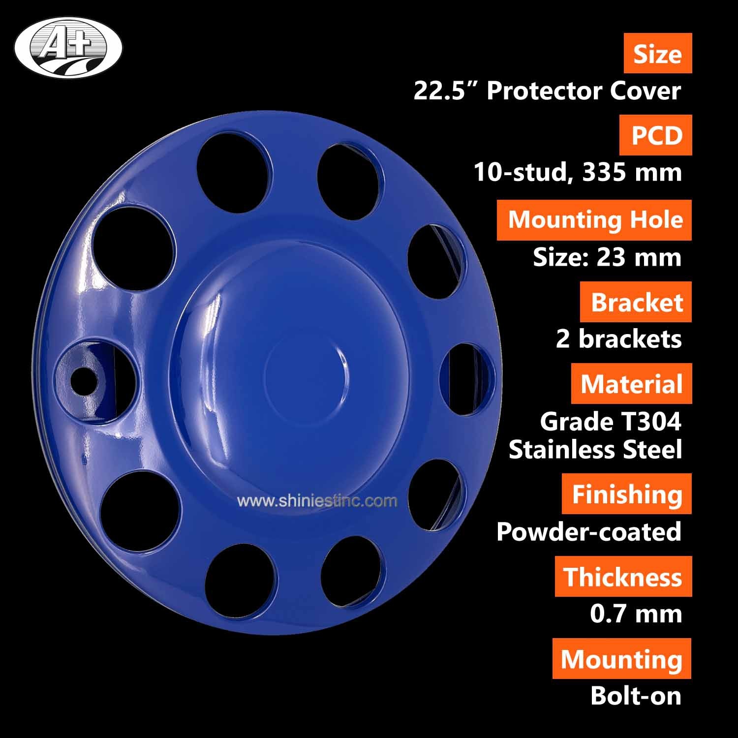 (15225F-A-PC-BL) 22.5＂T304 S/S Protector Cover with Powder Coated (Blue)