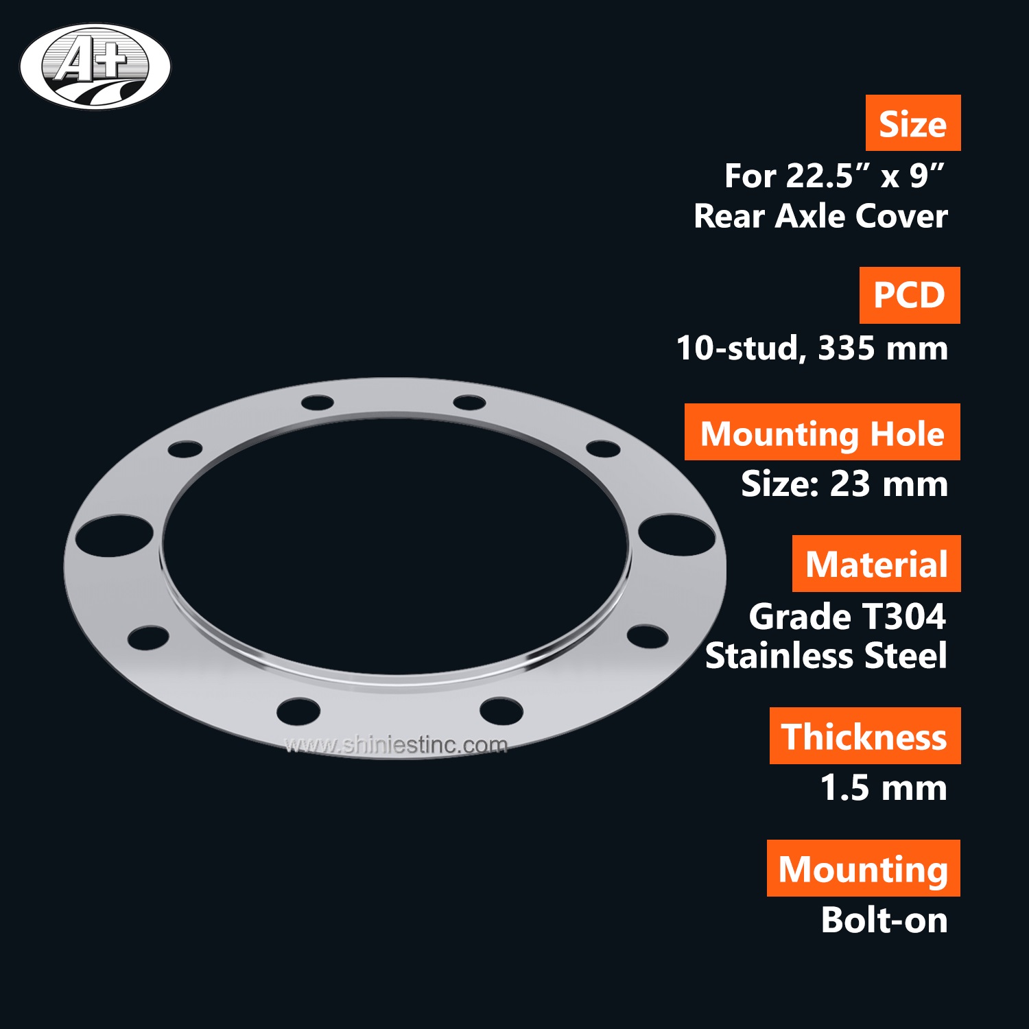 (250RP) S/S Axle Cover Fixing Ring for 22.5＂x 9.0＂Rear Wheel Axle