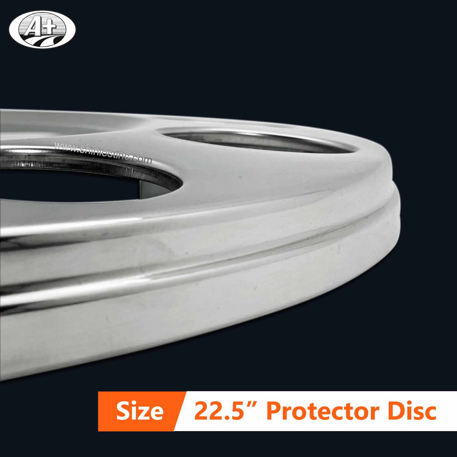 (15225F-P) 22.5＂S/S Protector Cover with Plain Flat Center for Steel Wheel (2 Brackets)