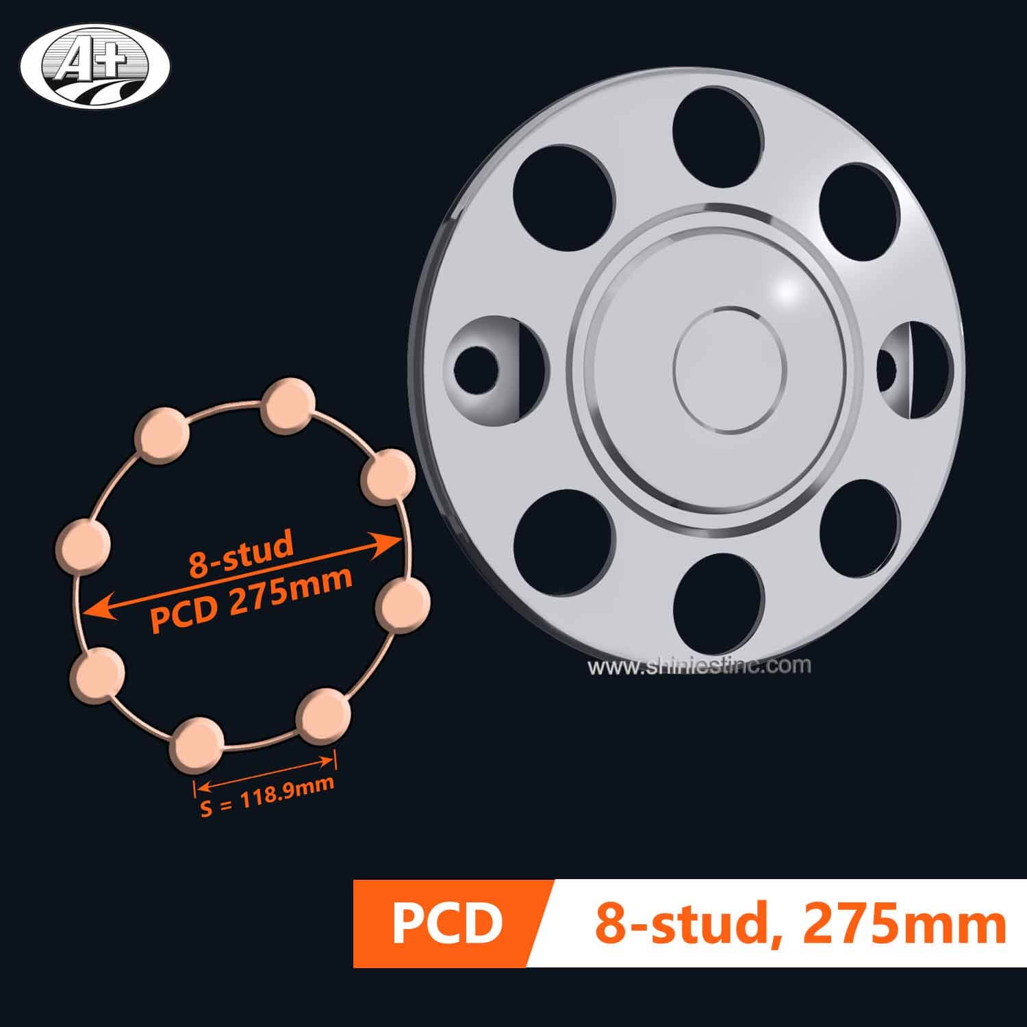 (15195F-U) 19.5＂T304 S/S Protector Cover with Closed Center for Steel/Alloy Wheel