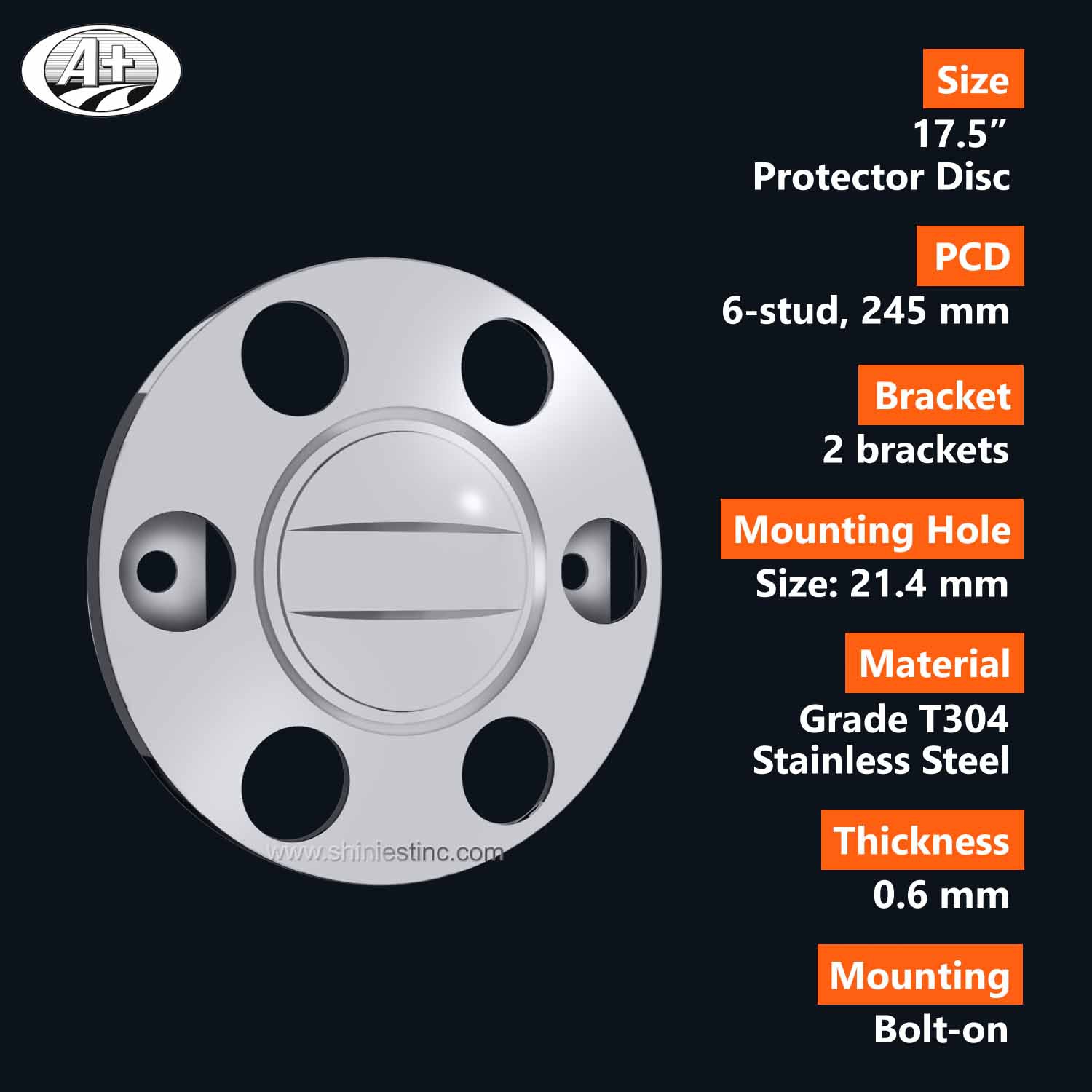 (15175F-P-A-245) 17.5＂T304 S/S Protector Cover with Plain Flat Center/Pressed Crossbar