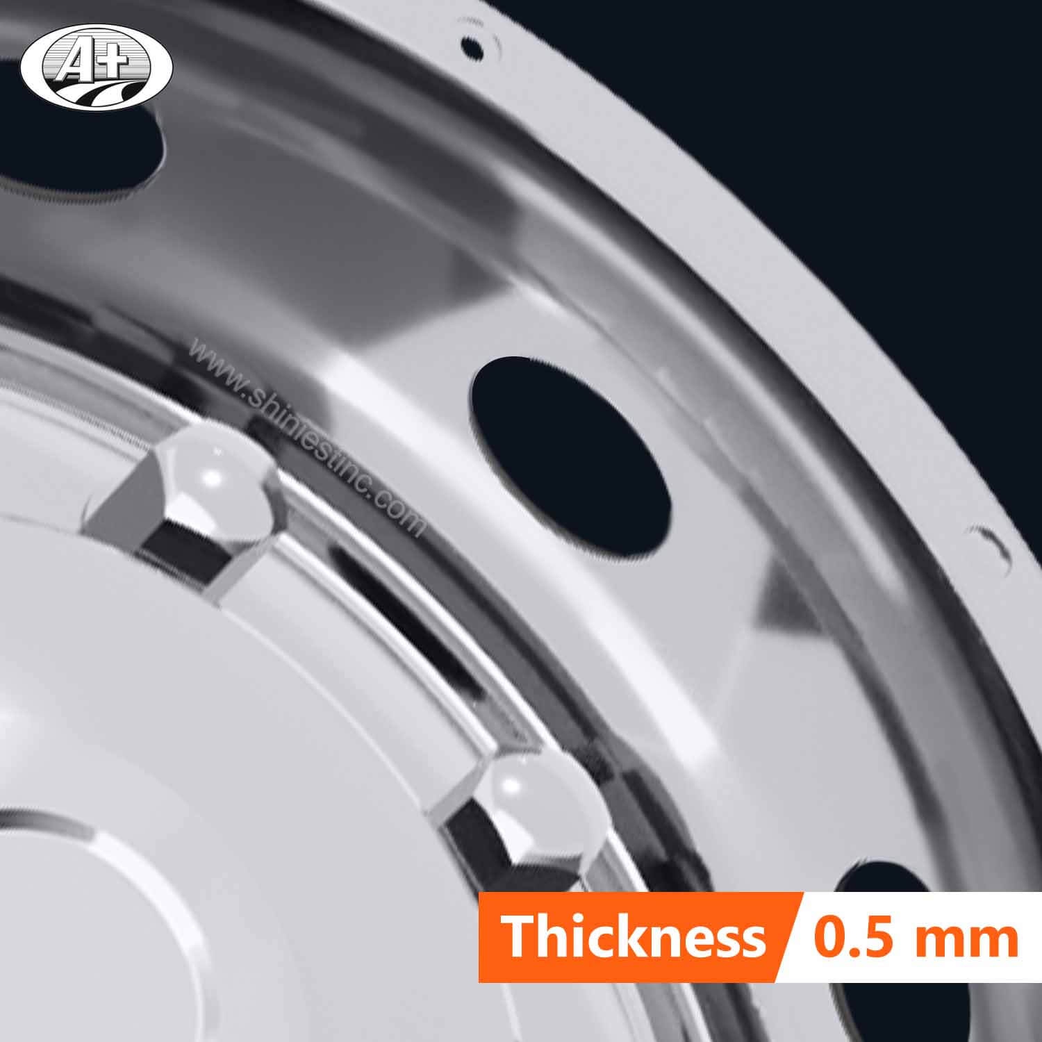 (20225R-A-US) 22.5＂Stainless Steel (Deluxe Style) Rear Wheel Cover for Trucks/Buses