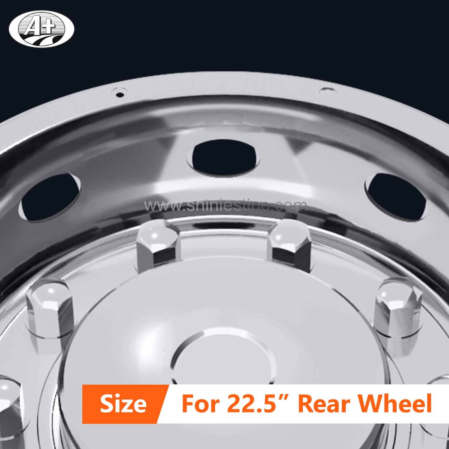 (20225R-A-US) 22.5＂Stainless Steel (Deluxe Style) Rear Wheel Cover for Trucks/Buses