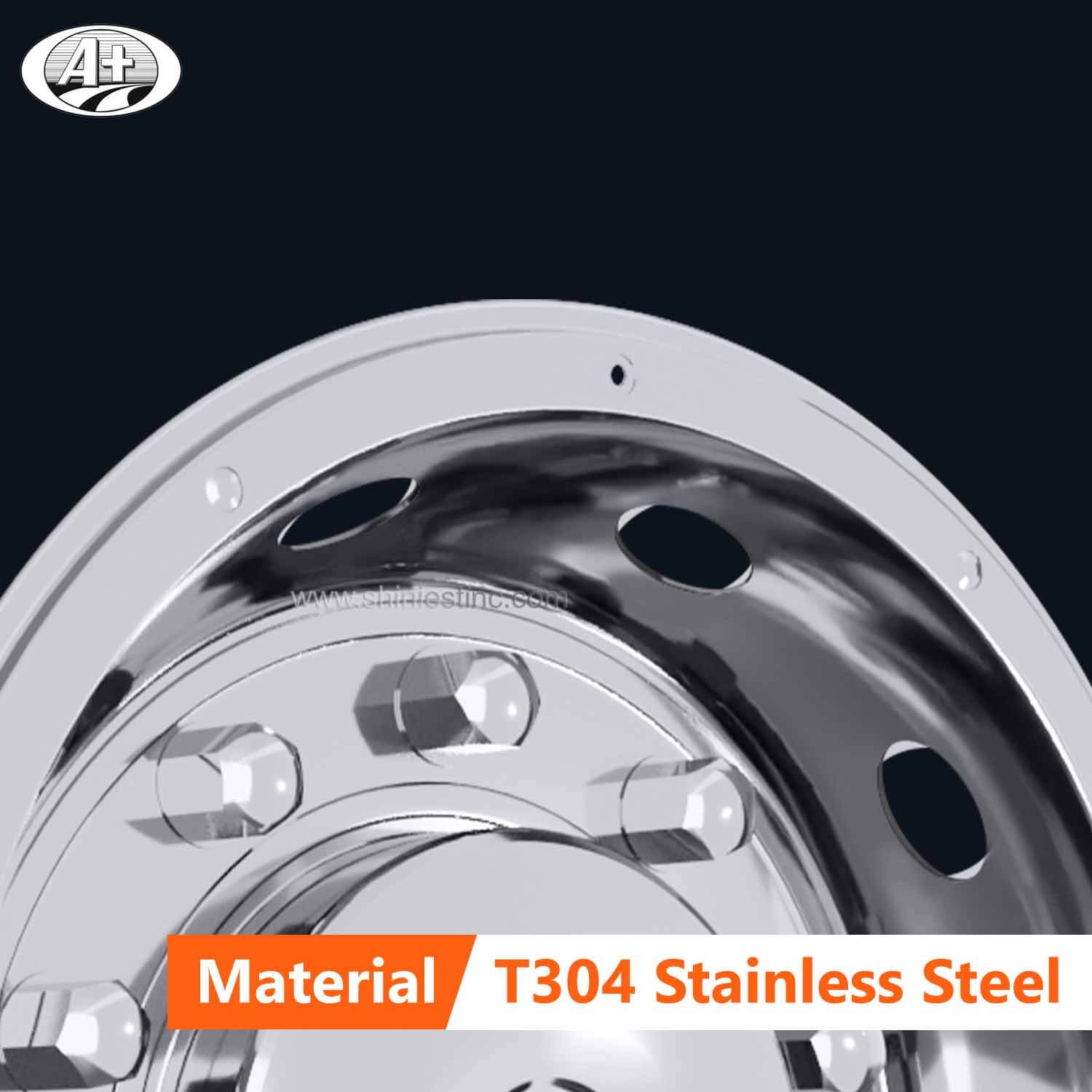 (20225R-A-US) 22.5＂Stainless Steel (Deluxe Style) Rear Wheel Cover for Trucks/Buses