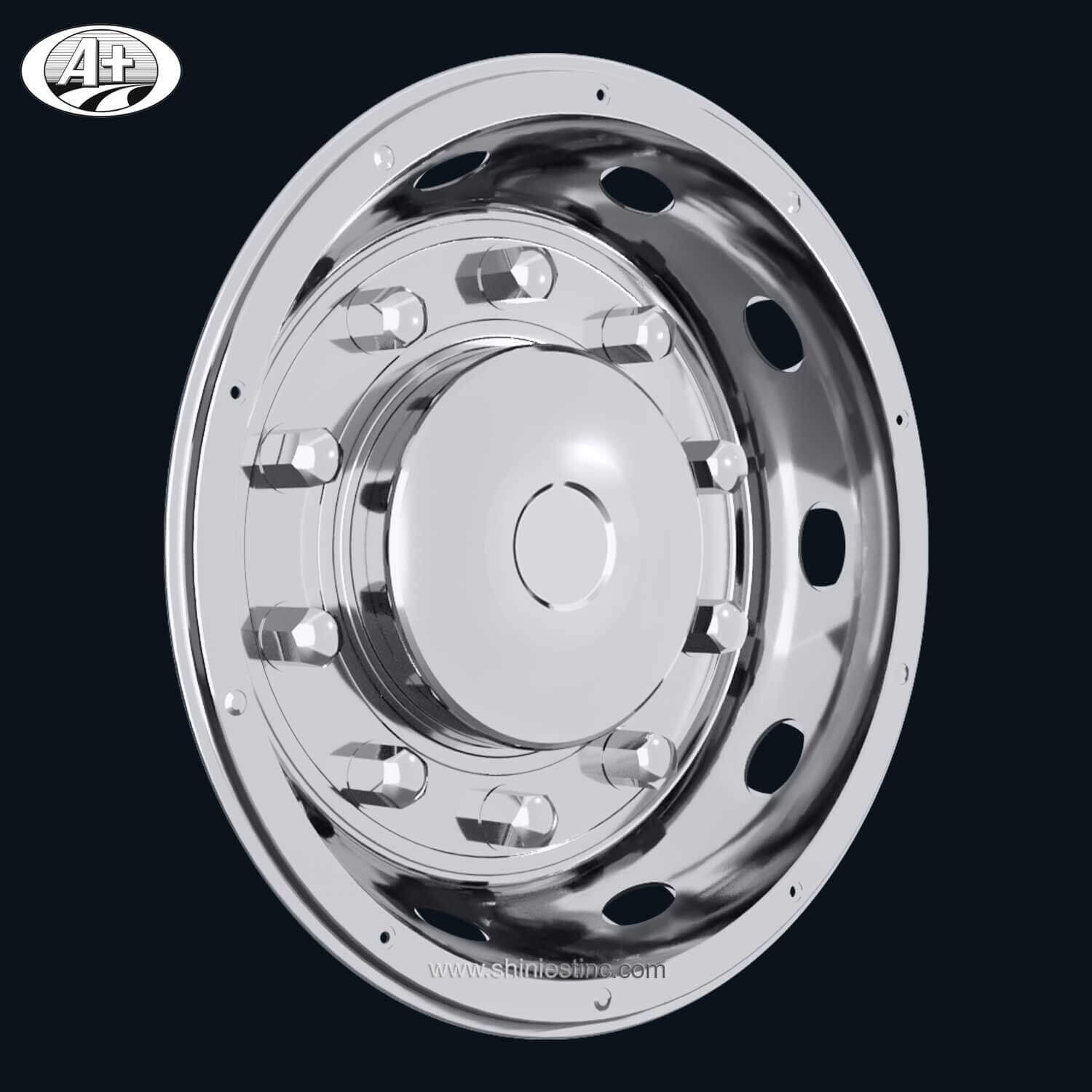 (20225R-A-US) 22.5＂Stainless Steel (Deluxe Style) Rear Wheel Cover for Trucks/Buses