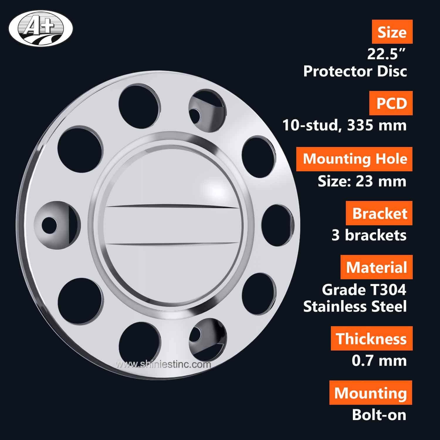 (15225F-P-A-A3) 22.5＂Protector Cover with Plain Flat Center & Pressed Crossbar (3 Brackets)