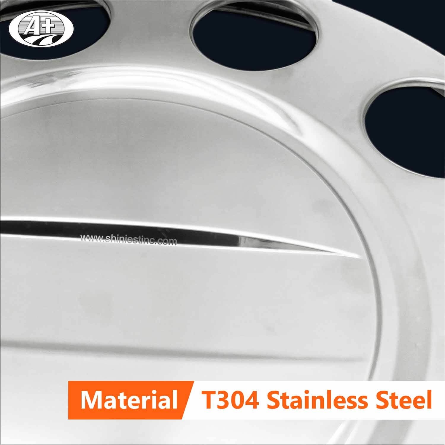 (15225F-P-A-AL) 22.5＂T304 Stainless Steel Protector Cover for Alloy Wheel (2 Brackets)