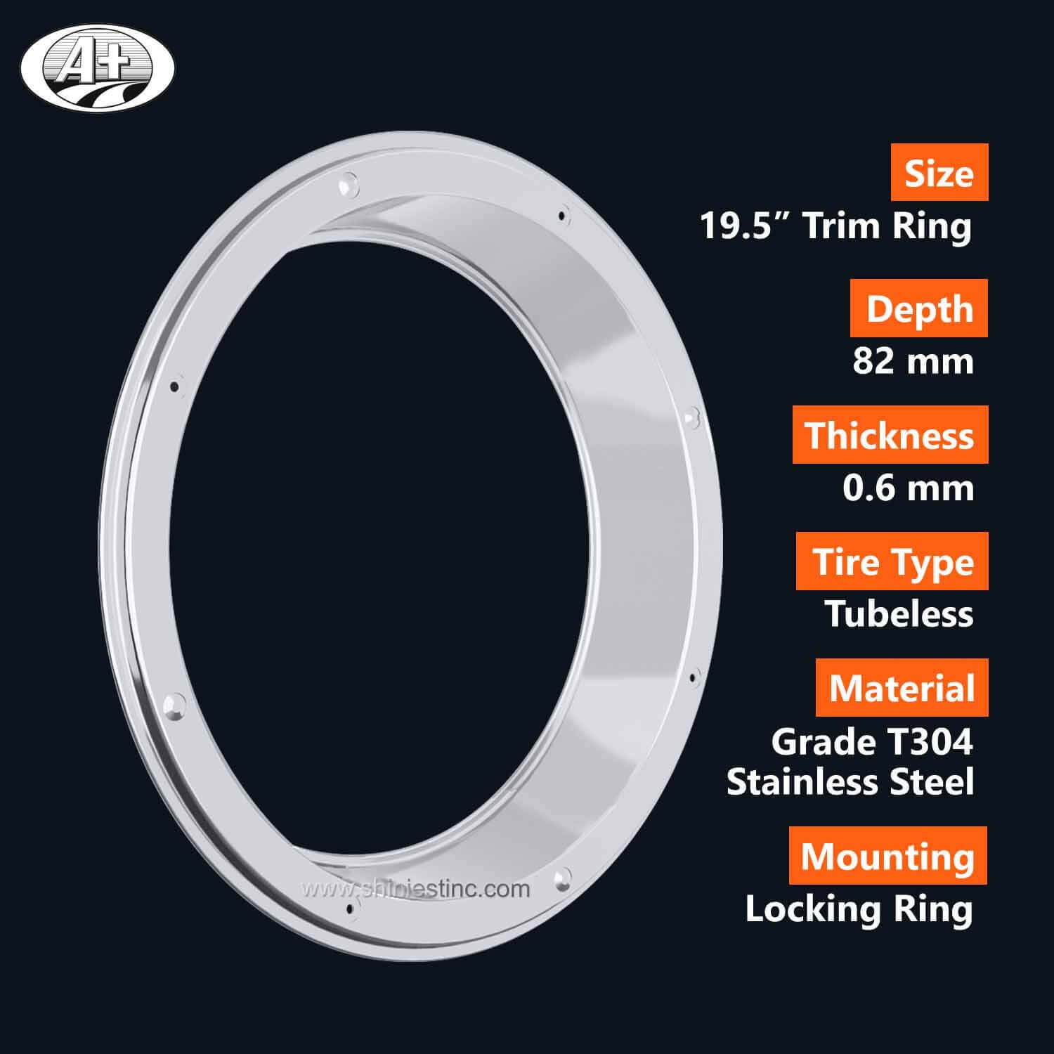 (30195R-82-US) 19.5＂T304 Stainless Steel Trim Ring for Rear Wheel