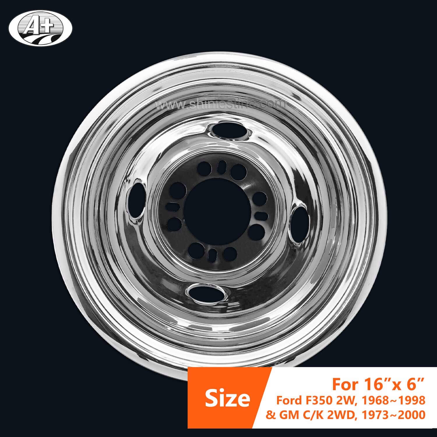 (51116-US) 16＂x 6＂T304 S/S Wheel Cover Set for Ford F350 2W & GM C/K 2WD