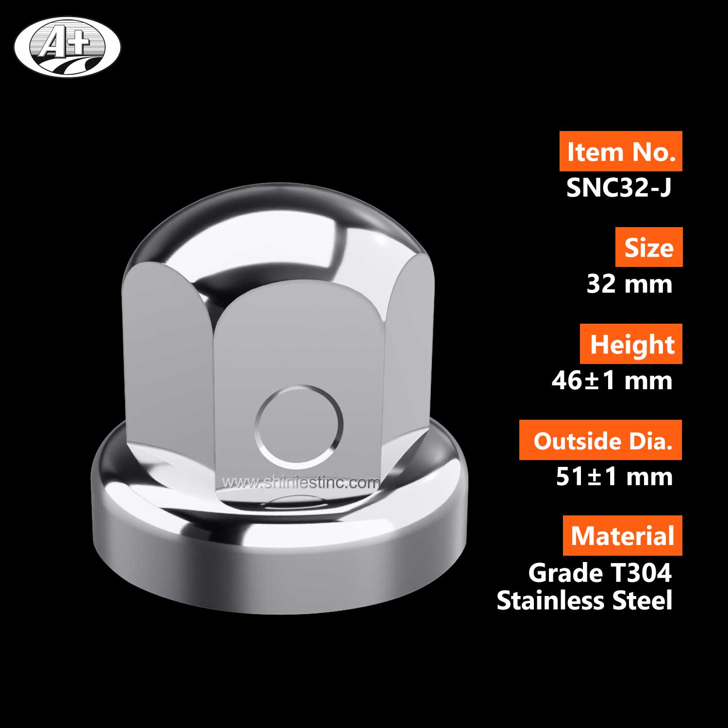 (SNC32-J) S/S Wheel Lug Nut Cover (Wheel Nut Size 32mm)