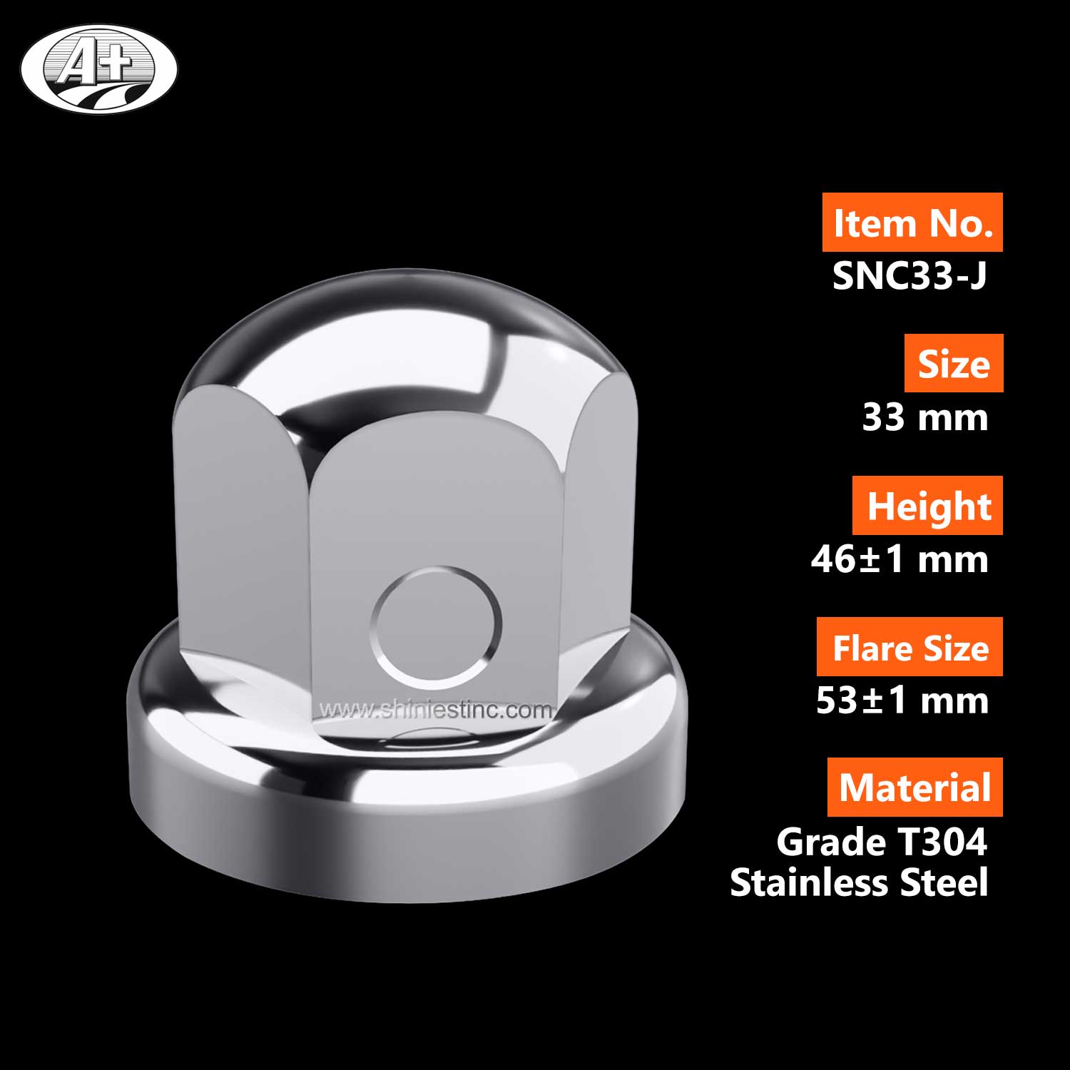 (SNC33-J) S/S Wheel Lug Nut Cover (Wheel Nut Size 33mm)