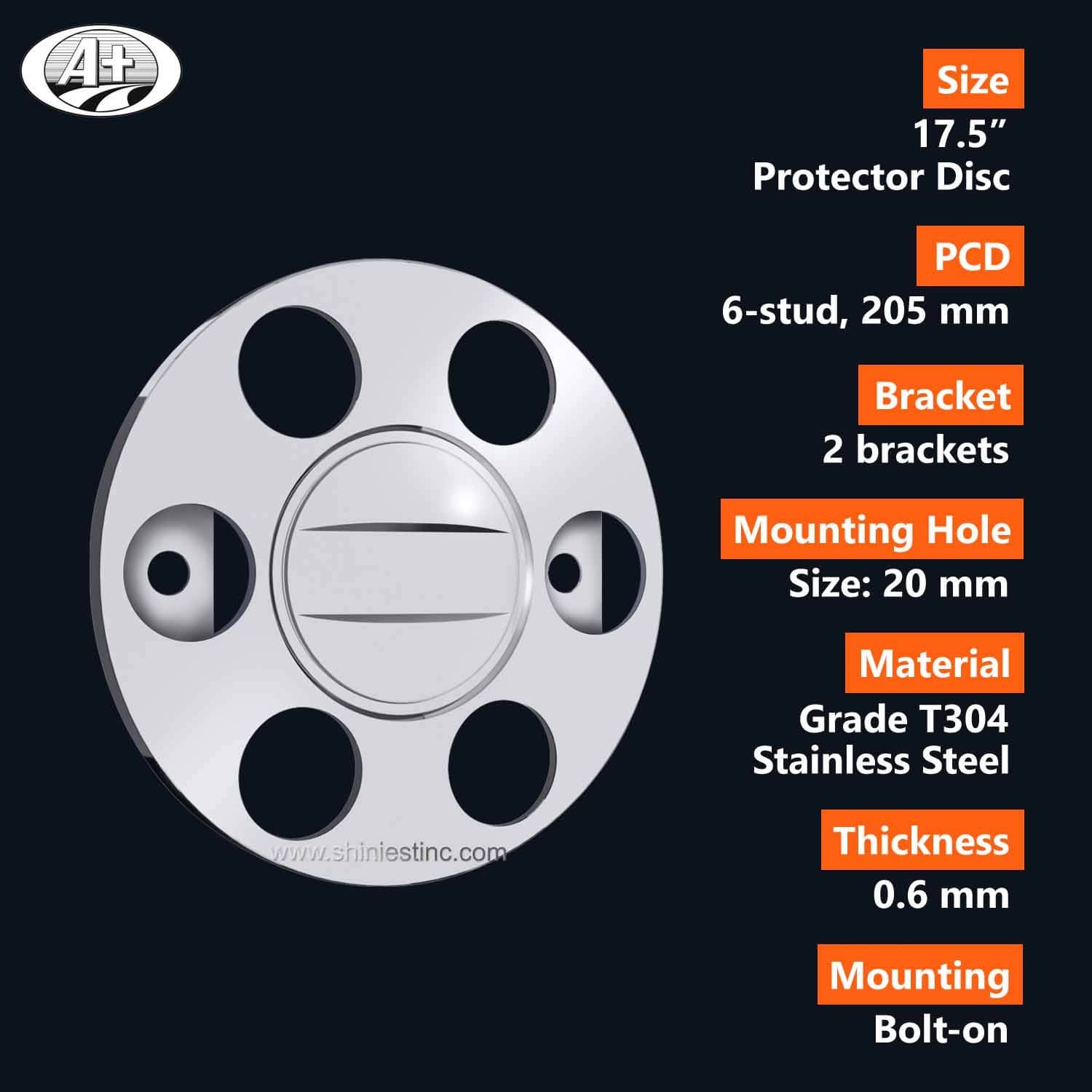 (15175F-P-A-205) 17.5＂T304 S/S Protector Cover with Plain Flat Center/Pressed Crossbar