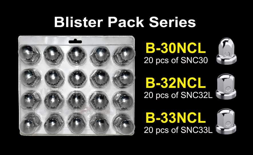 (B-30NCL) S/S Wheel Lug Nut Cover in Blister Pack (Wheel Nut Size 30mm)