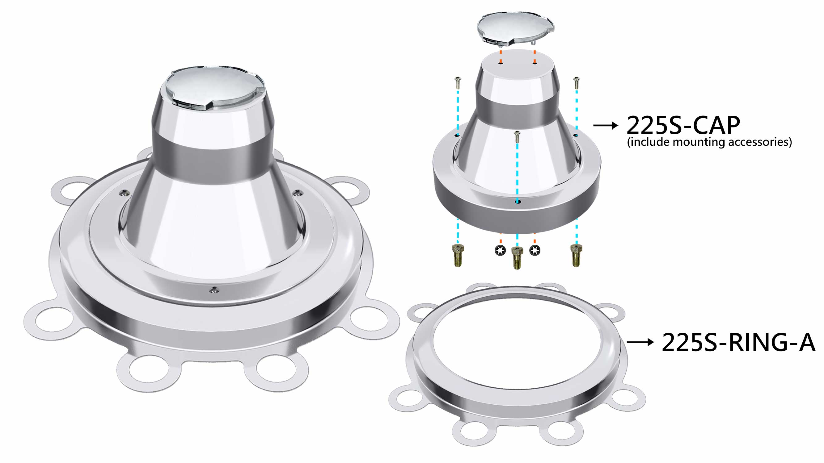 22.5＂Axle Cover and Fixing Ring for Scania Rear Axle, for Aluminum/Steel Wheel