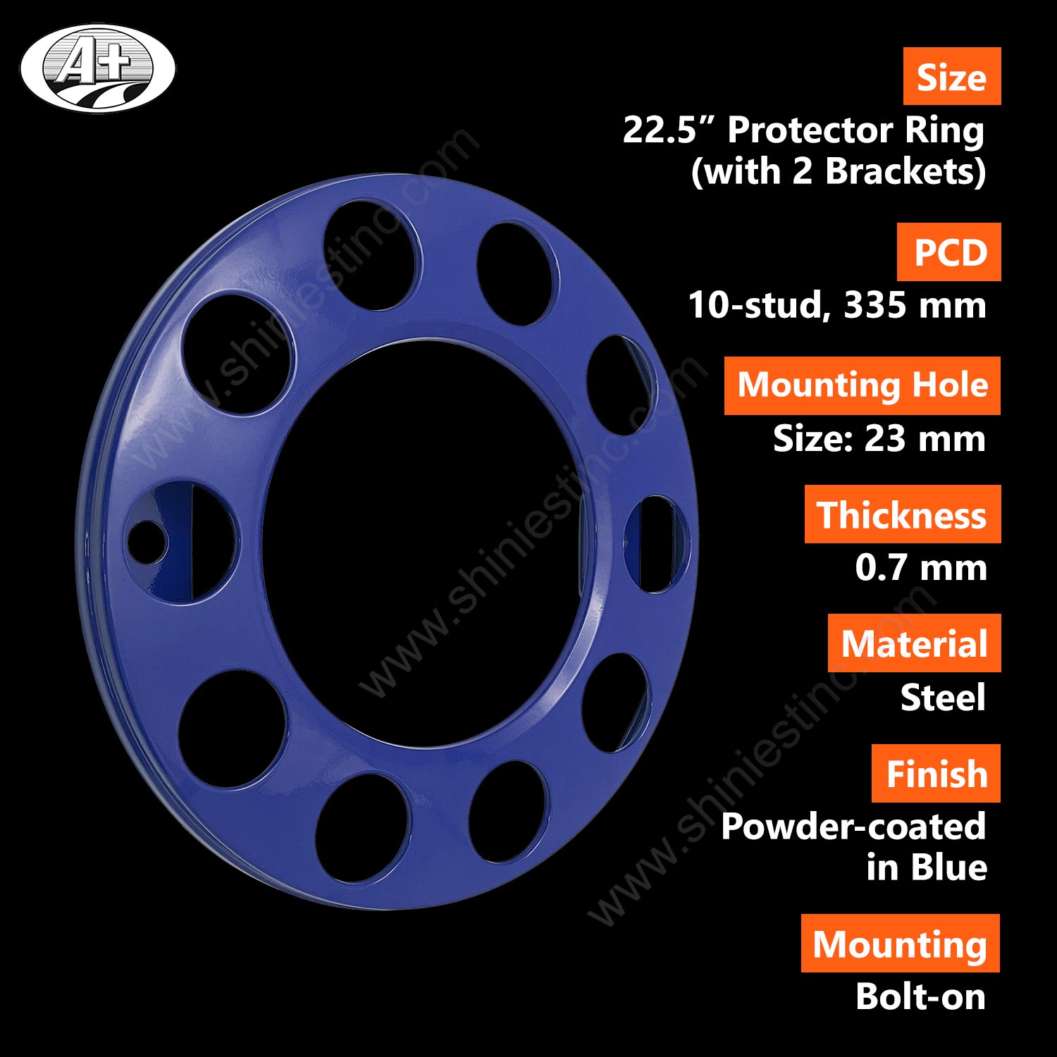 (T16225F-A-BU) 22.5 (Blue, 2 Brackets) Steel Powder-coated Protector Cover